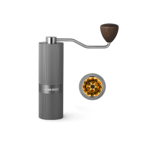 Racing M1-Manual Coffee Grinder 38mm Titanium plated burr-grey-walnut handle