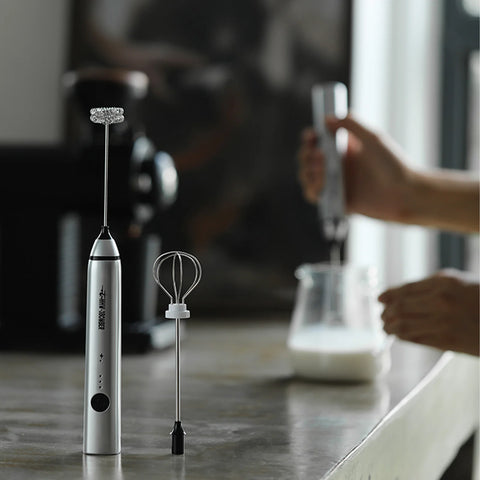Electric Milk Frother- silver (Rechargeable)