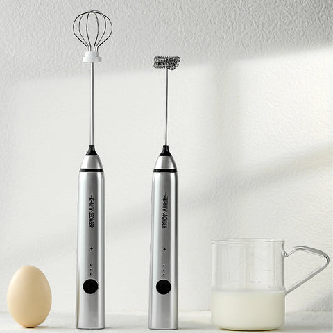 Electric Milk Frother- silver (Rechargeable)