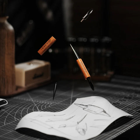 Coffee Art Needle-152mm-black- red rosewood