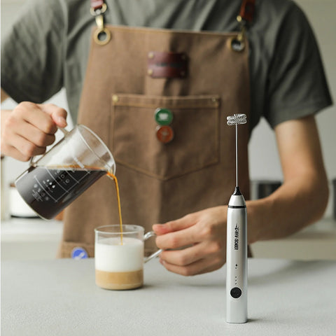 Electric Milk Frother- silver (Rechargeable)