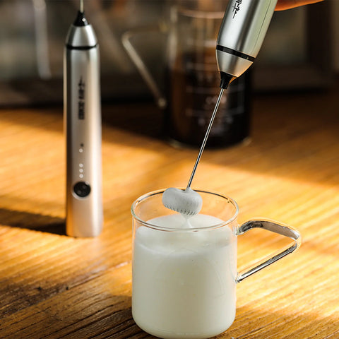 Electric Milk Frother- silver (Rechargeable)